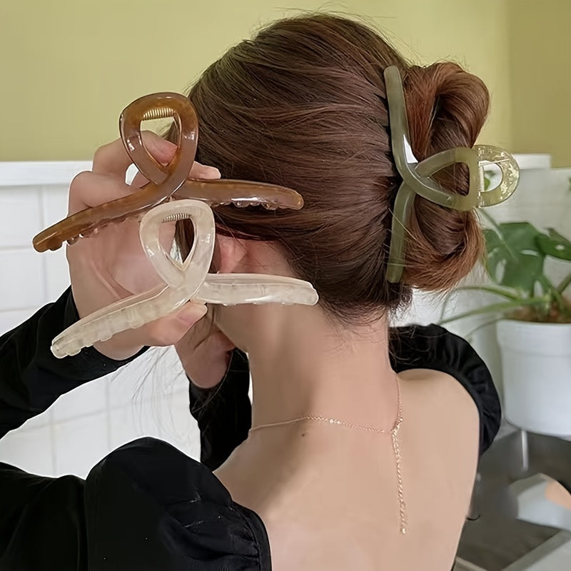 4pcs Transparent Hair Grab Clip Large Solid Hairpin Strong Hold