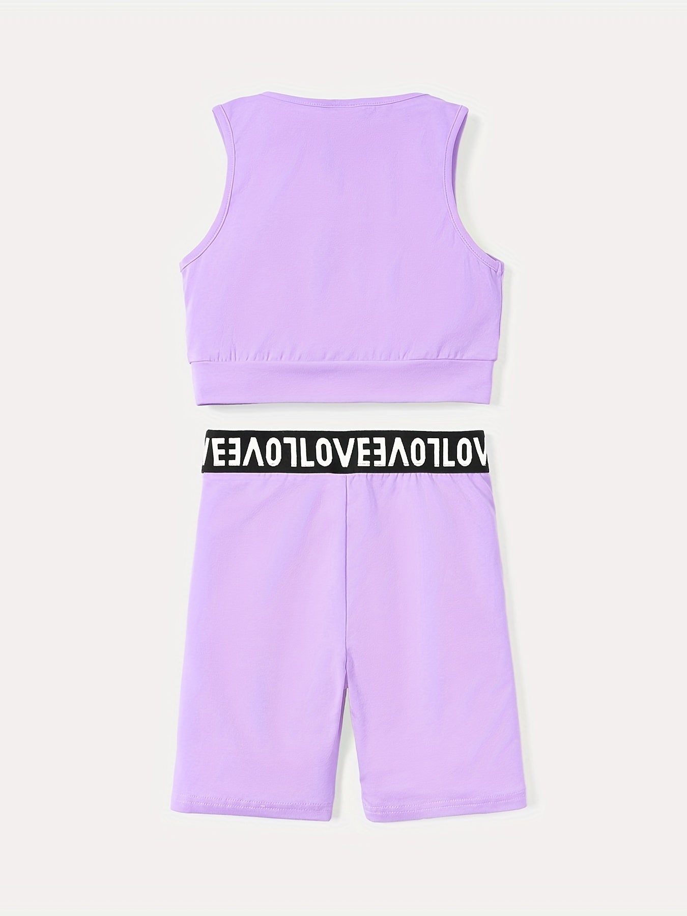 Kids 2pcs Cotton Tank Top & Webbing Shorts Set