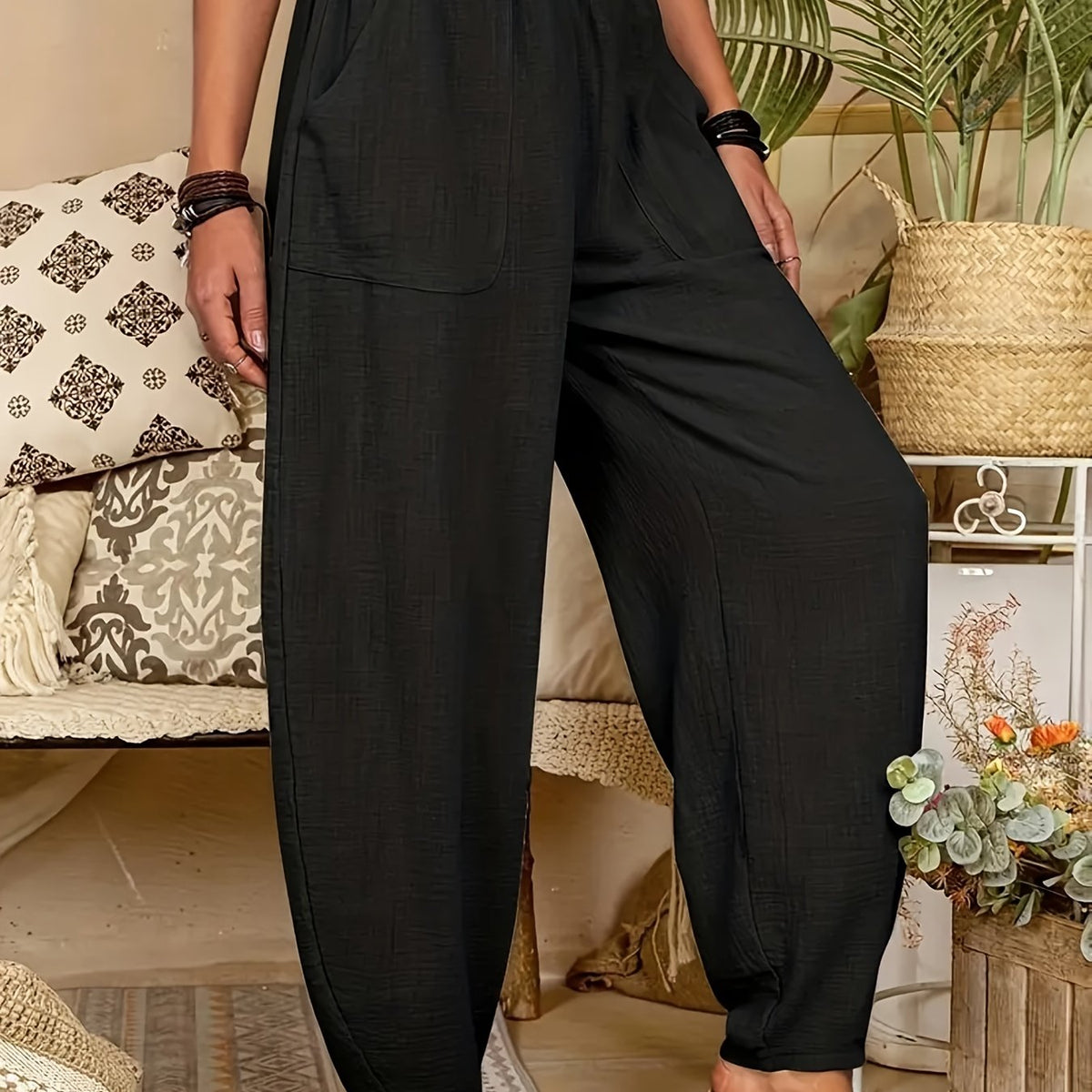  Casual Pants Women's High Rise Carrot Pants With Pockets