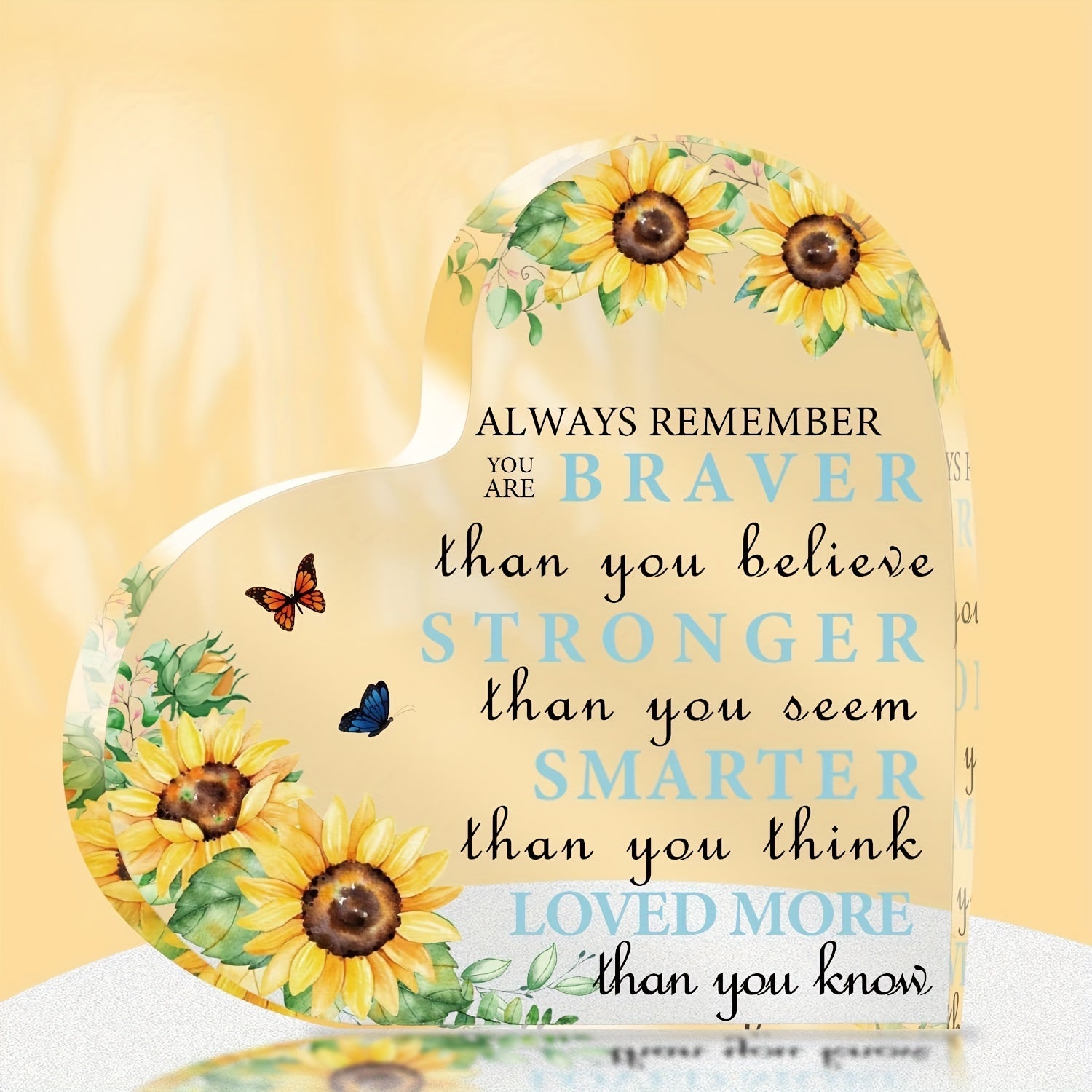Sunflower Acrylic Heart Party Decoration - Inspirational Gift