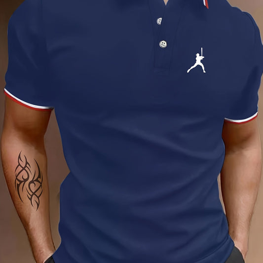 Men's Short Sleeve Golf Shirt Breathable Lapel Top