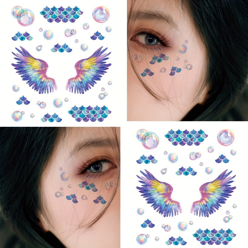 Fish Scale Wing Pearl Eye Corner Face Tattoo Sticker Glitter Eye Patch