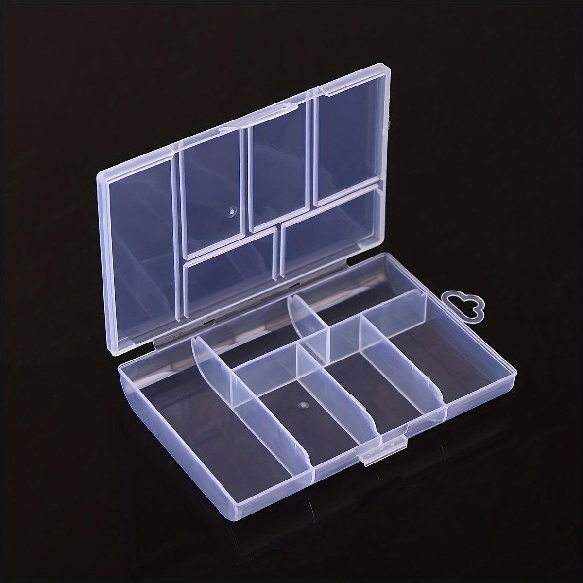 Portable Transparent Jewelry Storage Box 6 Grids for Travel and Makeup