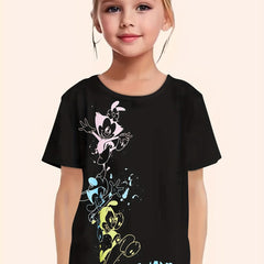 Girls Cartoon Graphic Short Sleeve T-shirt - Summer Gift