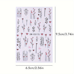 Floral Nail Art Stickers Set of 2 Sheets Self Adhesive Embellish