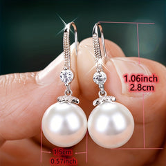 Faux Pearl Drop Dangle Earrings 925 Silver Plated Women Girls Jewelry