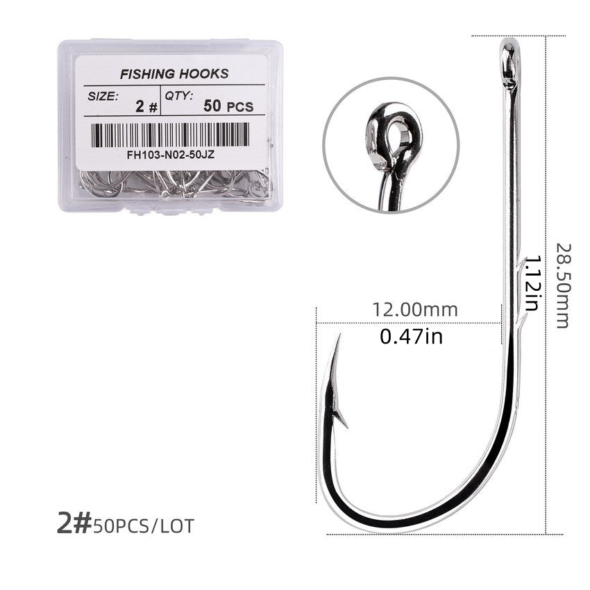 50pcs Circle Carp Eyed Fishing Hook Set Size 1-22 Japan Fishhooks for Seawater