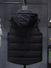 Men Sleeveless Down Thermal Hooded Vests Jackets Winter Waistcoat