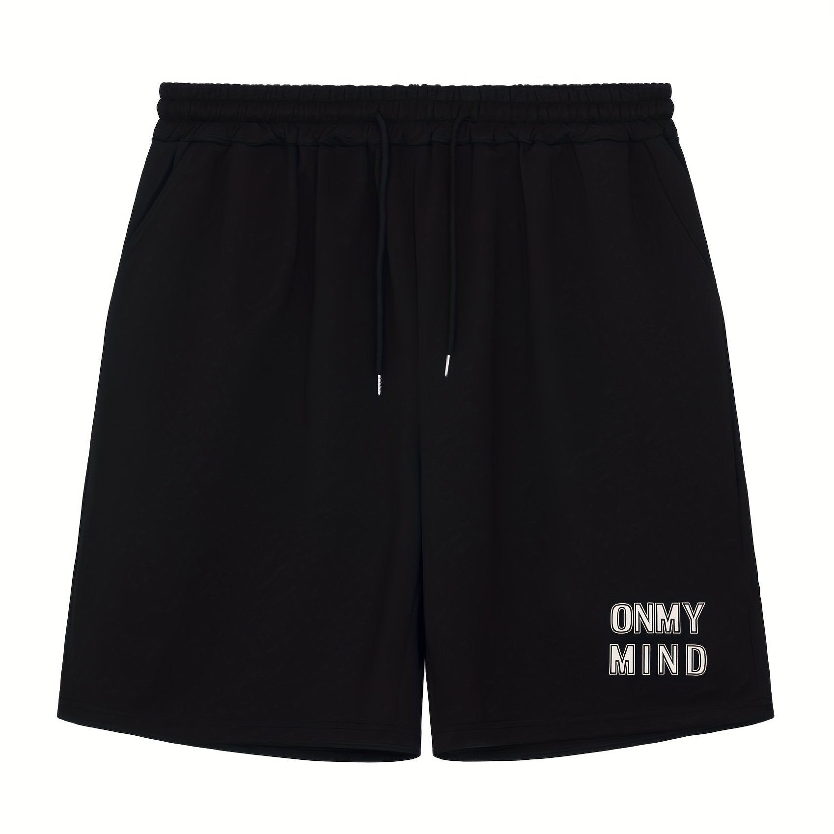 Men's Letter Print Drawstring Shorts Breathable Moisture Wicking