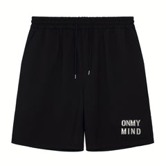 Men's Letter Print Drawstring Shorts Breathable Moisture Wicking