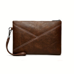Men's Casual Leather Clutch Bag with Wristlet