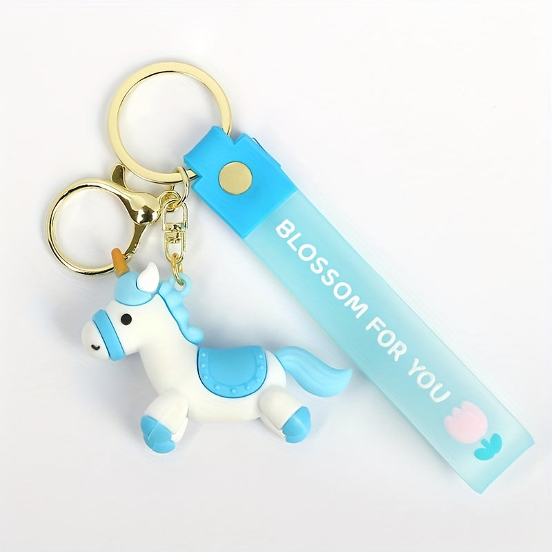 Cartoon Unicorn Pony Keychain Animal Key Ring Purse Handbag Car Charm Gift
