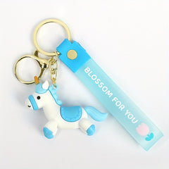 Cartoon Unicorn Pony Keychain Animal Key Ring Purse Handbag Car Charm Gift