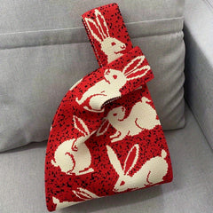 Stylish Pattern Knitted Satchel Bag