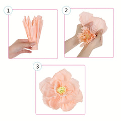 3pcs Wrinkle Paper Flowers Wedding Room Decoration