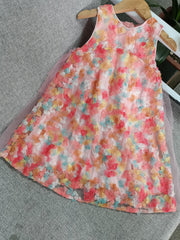 Girls Cute Flower Sleeveless Dress for Summer