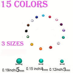 900pcs Rhinestone Stickers 15 Colors DIY Face Nail Makeup 3mm 4mm