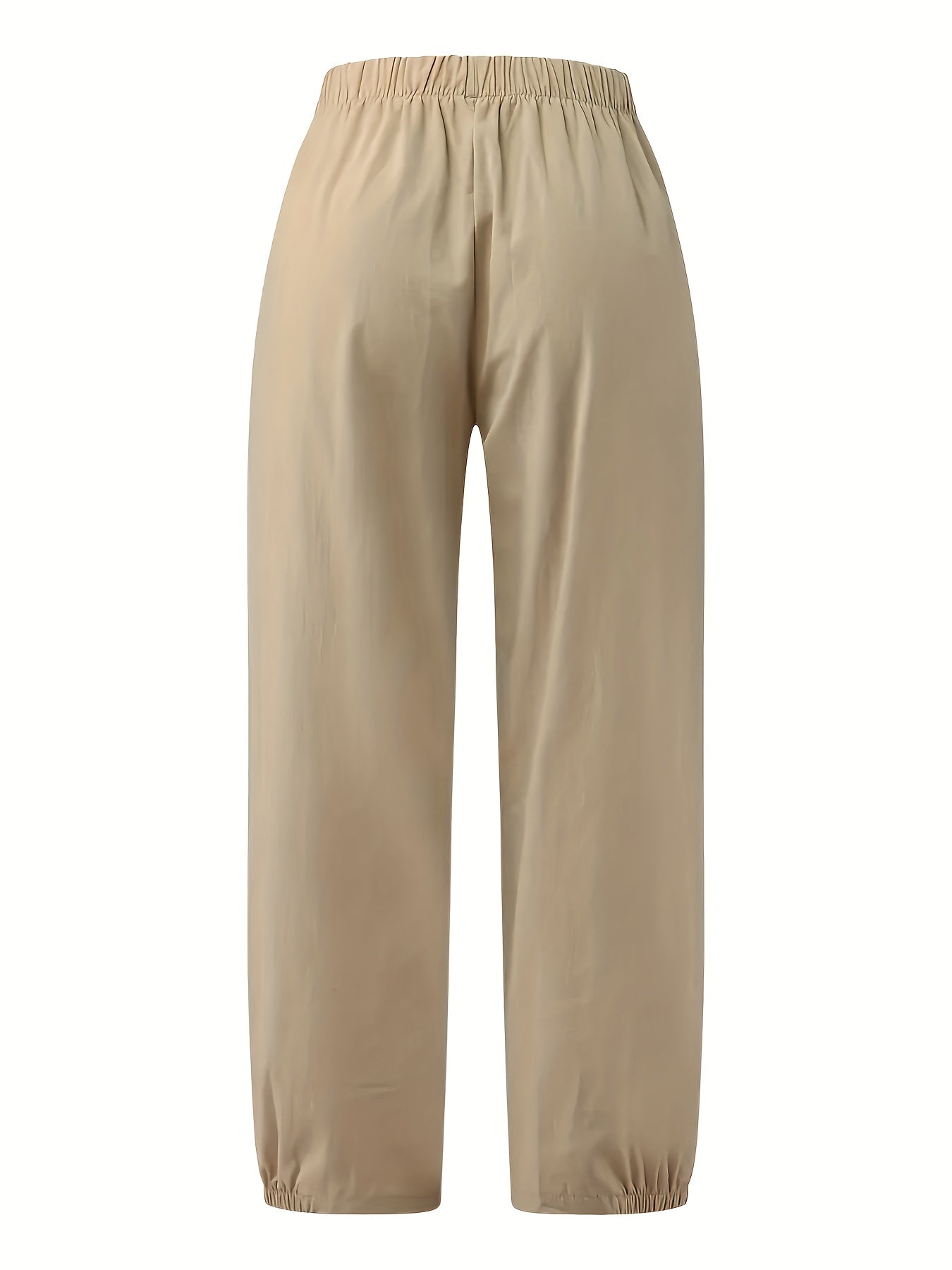  Casual Pants Women's Plus Solid Elastic High Rise Loose Fit Trousers