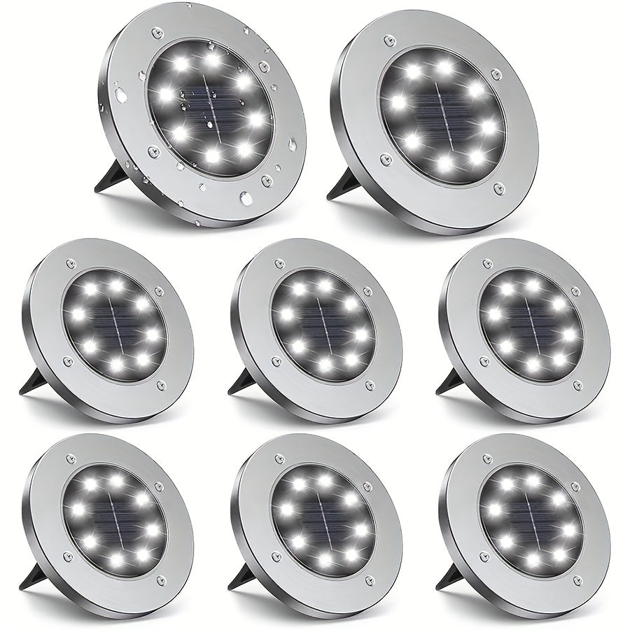 8 Pack Solar LED Ground Spot Lights Waterproof Outdoor Landscape