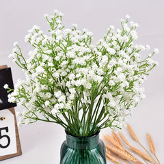 5pcs Simulation Gypsophila Wedding Bouquet Soft Glue Three Forks Plastic Flower
