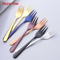 2pcs Golden Tea Fork Set Stainless Steel Small Fruit Fork Salad Fork