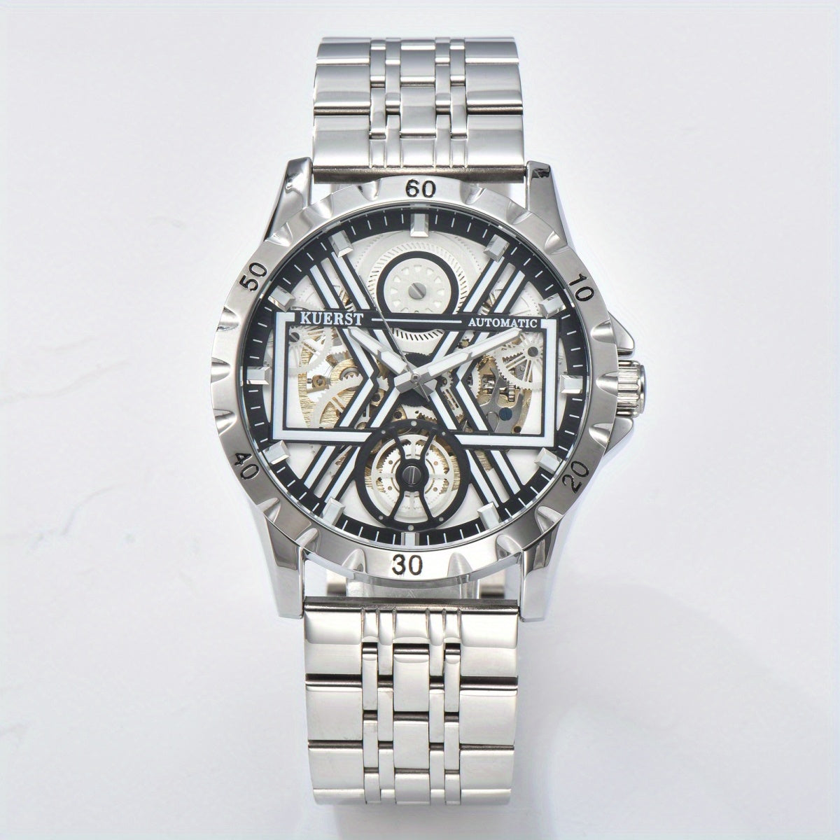KUERST Mech. Watch Luminous Hollow Dial Waterproof Retro Wrist Watch