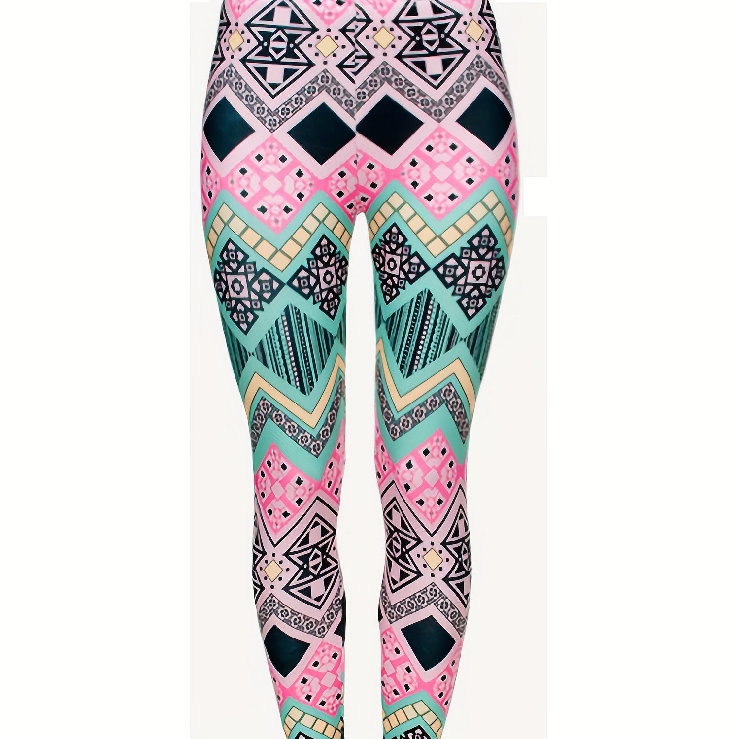 Geo Print Leggings High Waist Casual Leggings