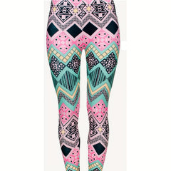 Geo Print Leggings High Waist Casual Leggings