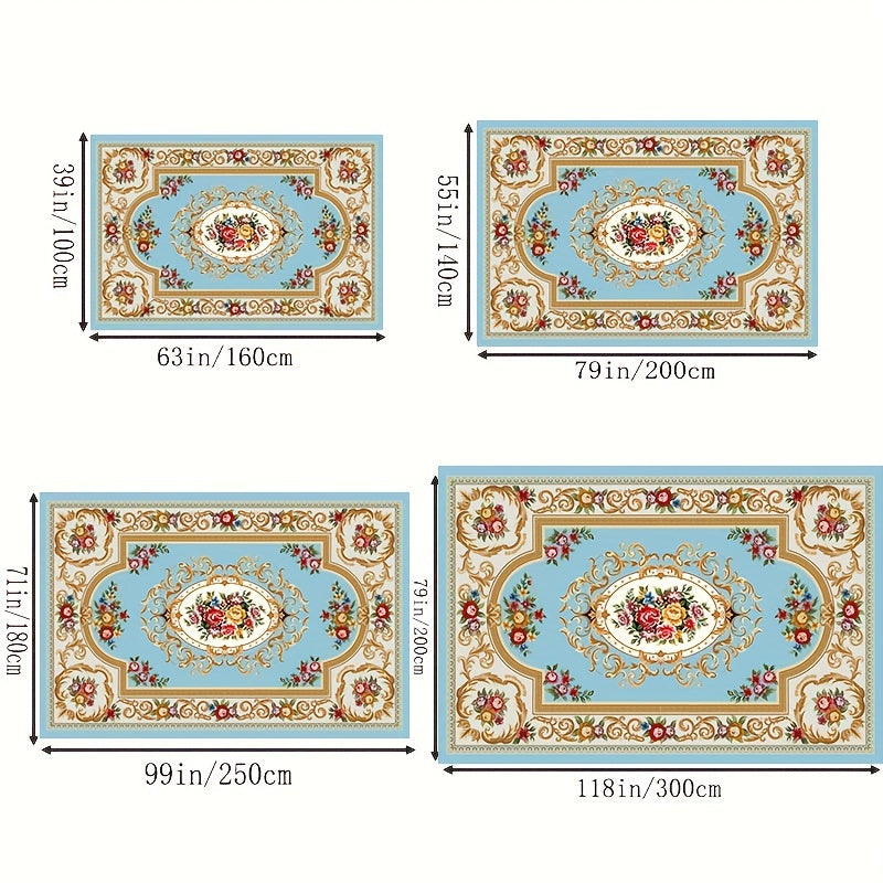 Boho Anti Fatigue Kitchen Rugs Flowers Pattern Carpet Vintage Absorbent Non Slip