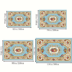 Boho Anti Fatigue Kitchen Rugs Flowers Pattern Carpet Vintage Absorbent Non Slip