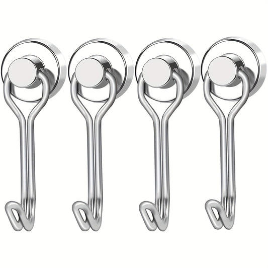 4pcs Magnetic Hooks 34KG Swivel Heavy Duty for Hanging Grill Refrigerator
