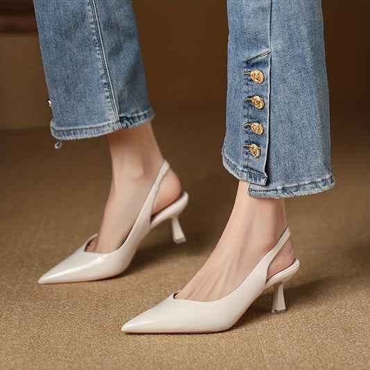 Women's Comfortable Solid Heels Slip On Shoes