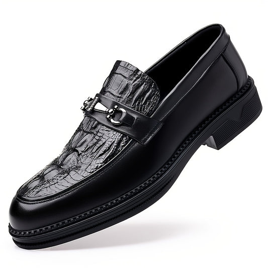Crocodile Embossed Pointed Top Formal Dress Shoes for Wedding Business