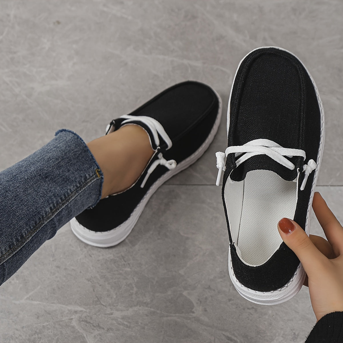 Women's Lace Up Lightweight Shoes Minimalist Low Top Sneakers