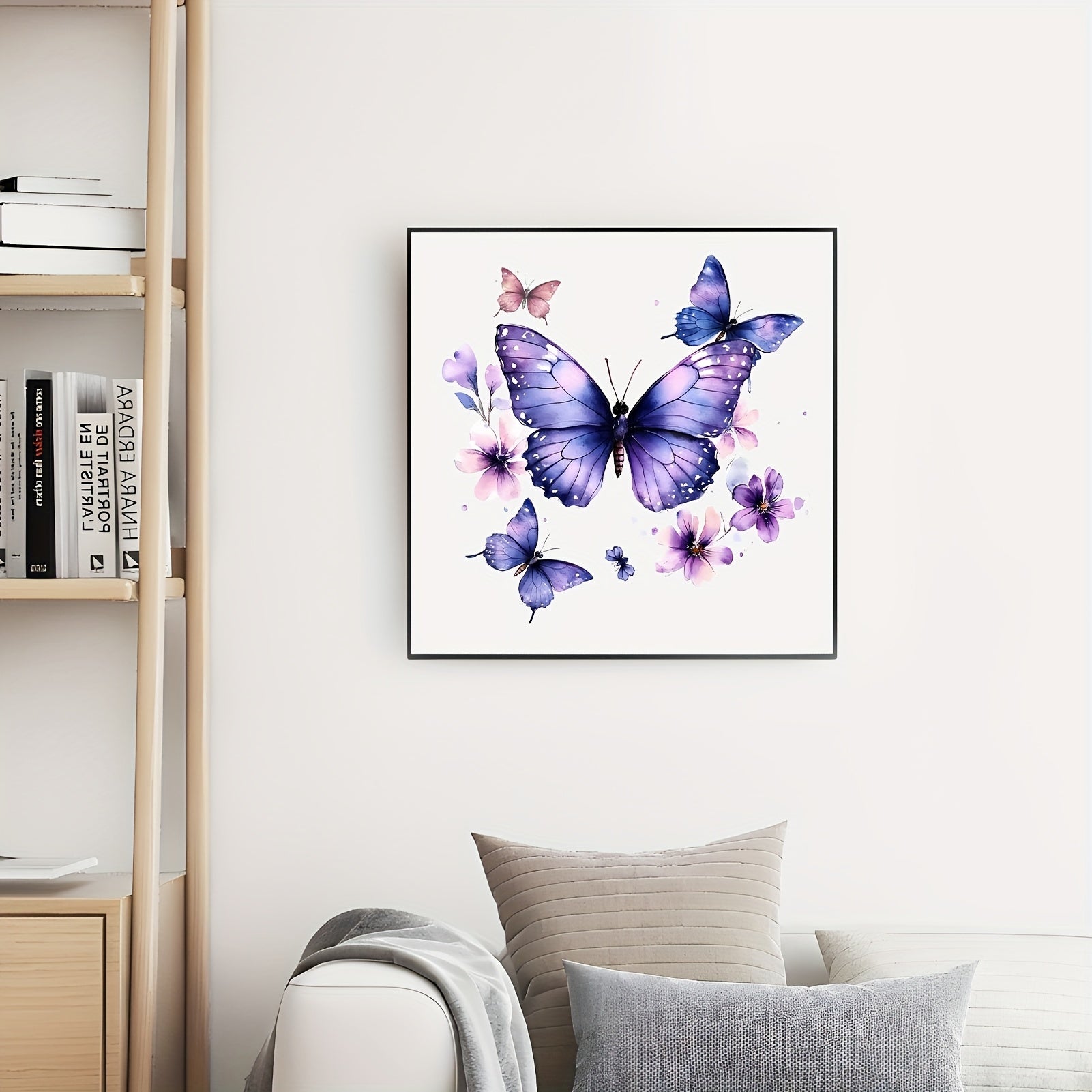 Purple Flowers Butterfly Wall Stickers Vinyl Decals