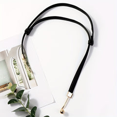 Stylish Thin PU Belt Solid Bead Hook Buckle Coat Waistband Vintage Dress Girdle