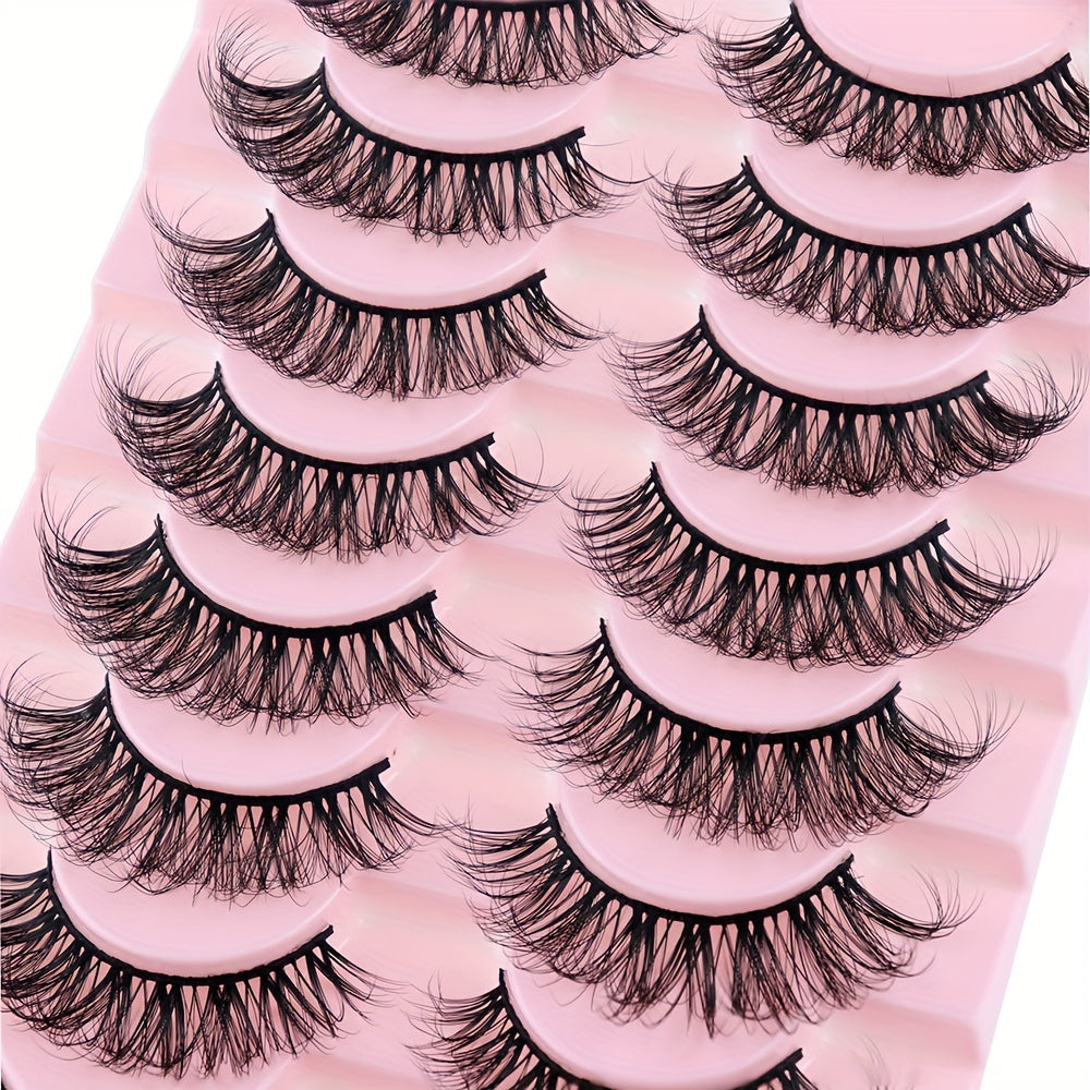 10 Pairs Dramatic Long False Eyelashes Natural Reusable Extensions