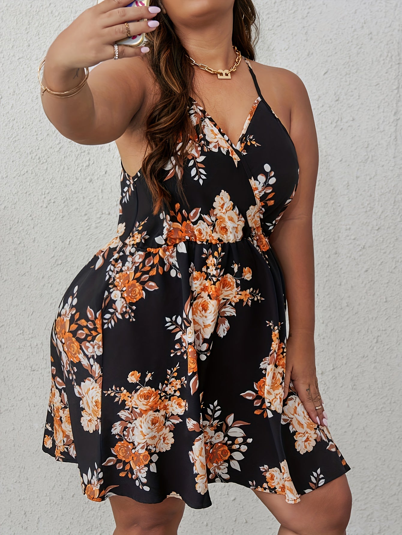  Sexy Floral Print Mini Dress