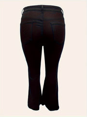 Solid Button Fly High Rise Flared Leg Jeans