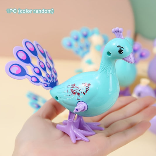 Whimsy Peacock Jumping Toy Wind Up Figurine Festive Play Gift