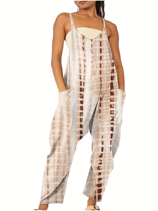 Women's Plus Floral Print V Neck Cami Jumpsuit