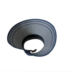 Stripe Summer Visors Solid Foldable Straw Hat Outdoor Travel Beach Cap