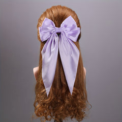 Purple Bow Hair Clip Barrette Ponytail Women