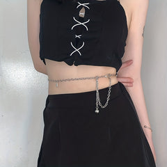 Metal Waist Chain Lock Pendant Silvery Belly Chain Hip Hop Decorative Chain Belt