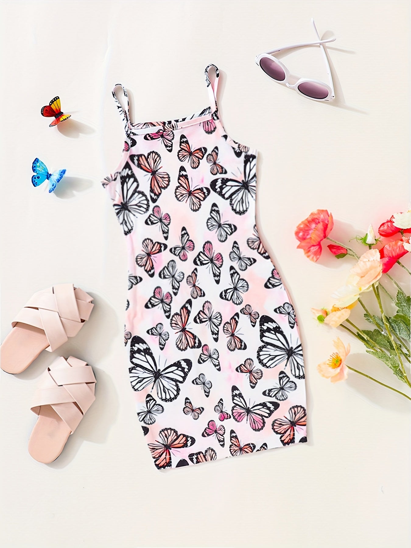 Girls Butterfly Tie Dye Cami Dress for Party Holiday