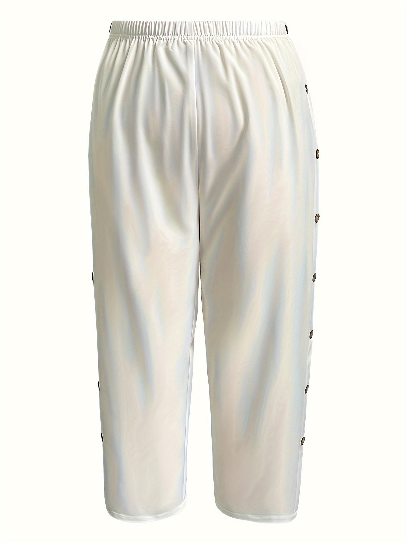 Solid Wide Leg Trousers Elastic High Rise Pants