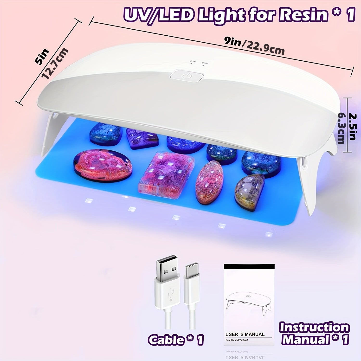 Large Foldable UV LED Resin Light 23/18 Beads Fast Curing Lamp