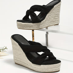 Women's Cross Strap Platform Wedge Sandals