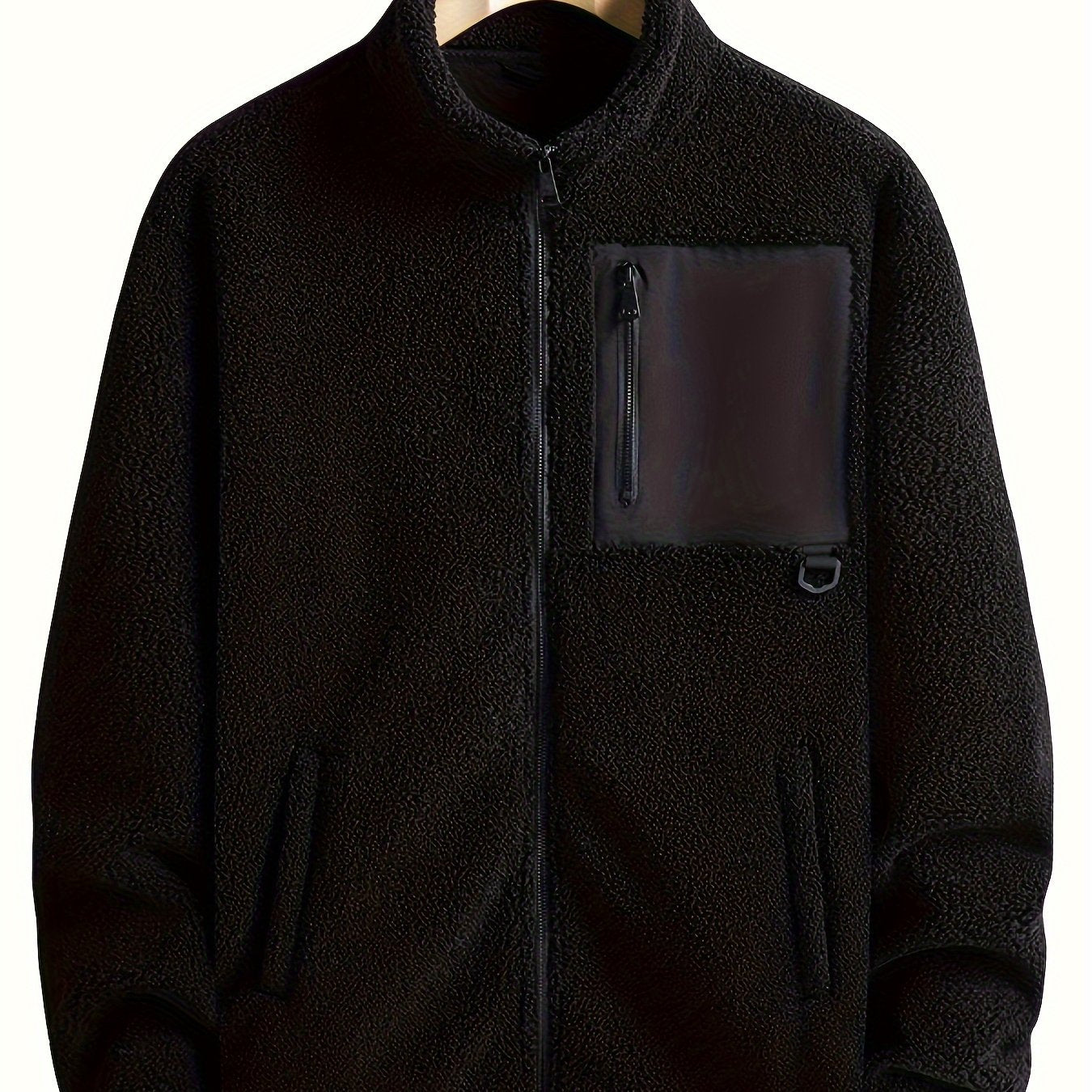 Men's Fleece Zip Up Stand Collar Jacket for Autumn Winter