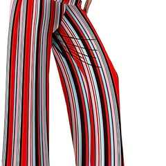 Striped High Waist Wide Leg Pants for Women